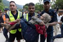 Nepal'in Nuwakot bölgesinde selden etkilenen Trishuli Bazar yerleşimi
