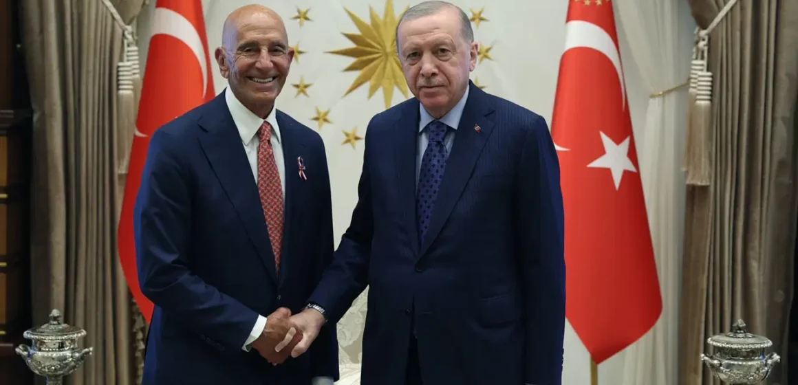 ABD'nin Ankara Büyükelçisi Tom Barrack ve Cumhurbaşkanı Recep Tayyip Erdoğan'ın Beştepe'deki görüşmesinden bir kare